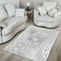 Personalised Tonga White Sunday Area Rug Tropical Plant With Polynesian Pattern LT9 - Wonder Print Shop