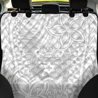 Personalised Tonga White Sunday Back Car Seat Cover Tropical Plant With Polynesian Pattern LT9 - Wonder Print Shop