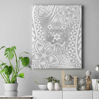 Personalised Tonga White Sunday Canvas Wall Art Tropical Plant With Polynesian Pattern LT9 - Wonder Print Shop