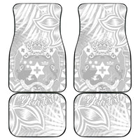 Personalised Tonga White Sunday Car Mats Tropical Plant With Polynesian Pattern LT9 - Wonder Print Shop