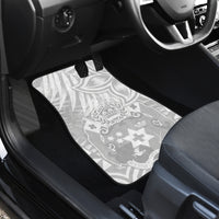 Personalised Tonga White Sunday Car Mats Tropical Plant With Polynesian Pattern LT9 - Wonder Print Shop