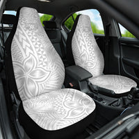 Personalised Tonga White Sunday Car Seat Cover Tropical Plant With Polynesian Pattern LT9 - Wonder Print Shop