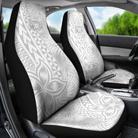 Personalised Tonga White Sunday Car Seat Cover Tropical Plant With Polynesian Pattern LT9 - Wonder Print Shop