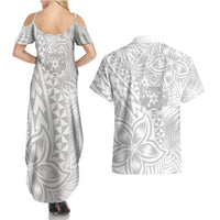 Personalised Tonga White Sunday Couples Matching Summer Maxi Dress and Hawaiian Shirt Tropical Plant With Polynesian Pattern LT9 - Wonder Print Shop