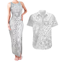 Personalised Tonga White Sunday Couples Matching Tank Maxi Dress and Hawaiian Shirt Tropical Plant With Polynesian Pattern LT9 - Wonder Print Shop