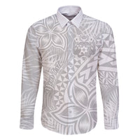 Personalised Tonga White Sunday Family Matching Long Sleeve Bodycon Dress and Hawaiian Shirt Tropical Plant With Polynesian Pattern LT9 - Wonder Print Shop