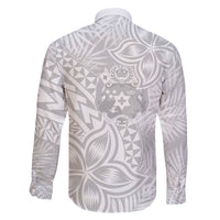 Personalised Tonga White Sunday Family Matching Long Sleeve Bodycon Dress and Hawaiian Shirt Tropical Plant With Polynesian Pattern LT9 - Wonder Print Shop