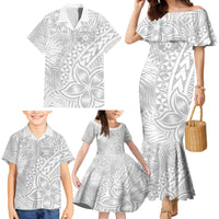 Personalised Tonga White Sunday Family Matching Mermaid Dress and Hawaiian Shirt Tropical Plant With Polynesian Pattern LT9 - Wonder Print Shop