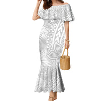 Personalised Tonga White Sunday Family Matching Mermaid Dress and Hawaiian Shirt Tropical Plant With Polynesian Pattern LT9 - Wonder Print Shop