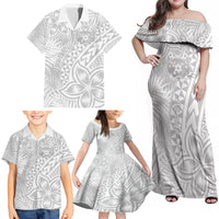Personalised Tonga White Sunday Family Matching Off Shoulder Maxi Dress and Hawaiian Shirt Tropical Plant With Polynesian Pattern LT9 - Wonder Print Shop