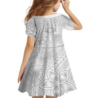 Personalised Tonga White Sunday Family Matching Short Sleeve Bodycon Dress and Hawaiian Shirt Tropical Plant With Polynesian Pattern - Wonder Print Shop