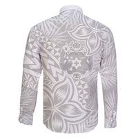 Personalised Tonga White Sunday Family Matching Short Sleeve Bodycon Dress and Hawaiian Shirt Tropical Plant With Polynesian Pattern - Wonder Print Shop