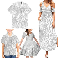 Personalised Tonga White Sunday Family Matching Summer Maxi Dress and Hawaiian Shirt Tropical Plant With Polynesian Pattern - Wonder Print Shop