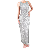 Personalised Tonga White Sunday Family Matching Tank Maxi Dress and Hawaiian Shirt Tropical Plant With Polynesian Pattern - Wonder Print Shop