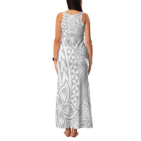 Personalised Tonga White Sunday Family Matching Tank Maxi Dress and Hawaiian Shirt Tropical Plant With Polynesian Pattern - Wonder Print Shop