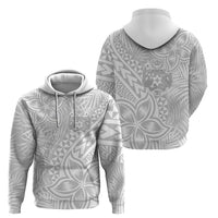 Personalised Tonga White Sunday Hoodie Tropical Plant With Polynesian Pattern - Wonder Print Shop