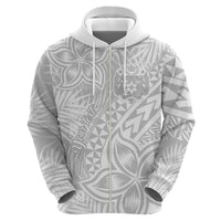 Personalised Tonga White Sunday Hoodie Tropical Plant With Polynesian Pattern - Wonder Print Shop