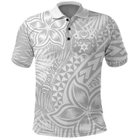 Personalised Tonga White Sunday Polo Shirt Tropical Plant With Polynesian Pattern - Wonder Print Shop