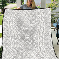 Personalised Tonga White Sunday Quilt Tropical Plant With Polynesian Pattern - Wonder Print Shop