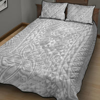 Personalised Tonga White Sunday Quilt Bed Set Tropical Plant With Polynesian Pattern - Wonder Print Shop