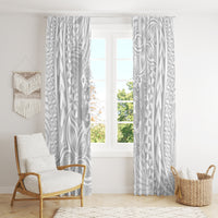 Personalised Tonga White Sunday Window Curtain Tropical Plant With Polynesian Pattern - Wonder Print Shop