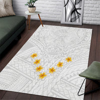 Tonga White Sunday Area Rug Polynesian Plumeria Tribal Simple LT9 - Wonder Print Shop