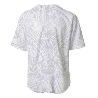Tonga White Sunday Baseball Jersey Polynesian Plumeria Tribal Simple LT9 - Wonder Print Shop