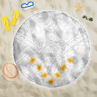 Tonga White Sunday Beach Blanket Polynesian Plumeria Tribal Simple LT9 - Wonder Print Shop