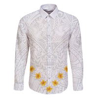 Tonga White Sunday Family Matching Off Shoulder Short Dress and Hawaiian Shirt Polynesian Plumeria Tribal Simple LT9 - Wonder Print Shop