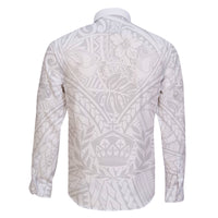 Tonga White Sunday Family Matching Off Shoulder Short Dress and Hawaiian Shirt Polynesian Plumeria Tribal Simple LT9 - Wonder Print Shop