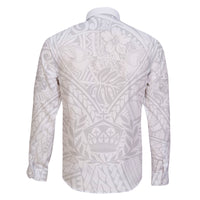 Tonga White Sunday Family Matching Off Shoulder Short Dress and Hawaiian Shirt Polynesian Plumeria Tribal Simple LT9 - Wonder Print Shop