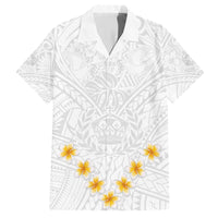 Tonga White Sunday Family Matching Short Sleeve Bodycon Dress and Hawaiian Shirt Polynesian Plumeria Tribal Simple - Wonder Print Shop