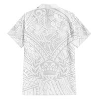 Tonga White Sunday Family Matching Short Sleeve Bodycon Dress and Hawaiian Shirt Polynesian Plumeria Tribal Simple - Wonder Print Shop
