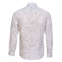 Tonga White Sunday Family Matching Short Sleeve Bodycon Dress and Hawaiian Shirt Polynesian Plumeria Tribal Simple - Wonder Print Shop