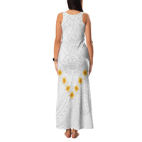 Tonga White Sunday Family Matching Tank Maxi Dress and Hawaiian Shirt Polynesian Plumeria Tribal Simple - Wonder Print Shop