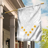 Tonga White Sunday Garden Flag Polynesian Plumeria Tribal Simple - Wonder Print Shop