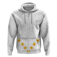 Tonga White Sunday Hoodie Polynesian Plumeria Tribal Simple - Wonder Print Shop