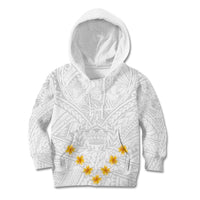 Tonga White Sunday Kid Hoodie Polynesian Plumeria Tribal Simple - Wonder Print Shop