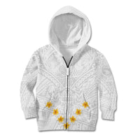 Tonga White Sunday Kid Hoodie Polynesian Plumeria Tribal Simple - Wonder Print Shop