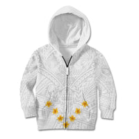Tonga White Sunday Kid Hoodie Polynesian Plumeria Tribal Simple - Wonder Print Shop