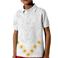 Tonga White Sunday Kid Polo Shirt Polynesian Plumeria Tribal Simple - Wonder Print Shop