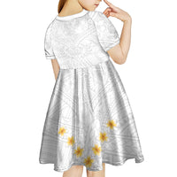Tonga White Sunday Kid Short Sleeve Dress Polynesian Plumeria Tribal Simple - Wonder Print Shop