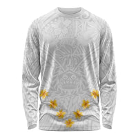 Tonga White Sunday Long Sleeve Shirt Polynesian Plumeria Tribal Simple - Wonder Print Shop