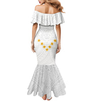 Tonga White Sunday Mermaid Dress Polynesian Plumeria Tribal Simple - Wonder Print Shop