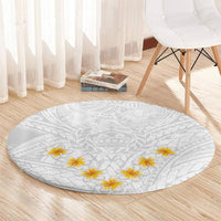 tonga-white-sunday-round-carpet-polynesian-plumeria-tribal-simple