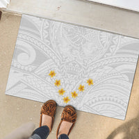 Tonga White Sunday Rubber Doormat Polynesian Plumeria Tribal Simple - Wonder Print Shop