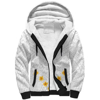 Tonga White Sunday Sherpa Hoodie Polynesian Plumeria Tribal Simple - Wonder Print Shop