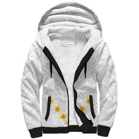 Tonga White Sunday Sherpa Hoodie Polynesian Plumeria Tribal Simple - Wonder Print Shop