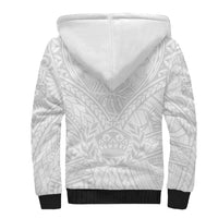Tonga White Sunday Sherpa Hoodie Polynesian Plumeria Tribal Simple - Wonder Print Shop
