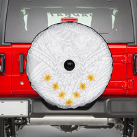 Tonga White Sunday Spare Tire Cover Polynesian Plumeria Tribal Simple - Wonder Print Shop